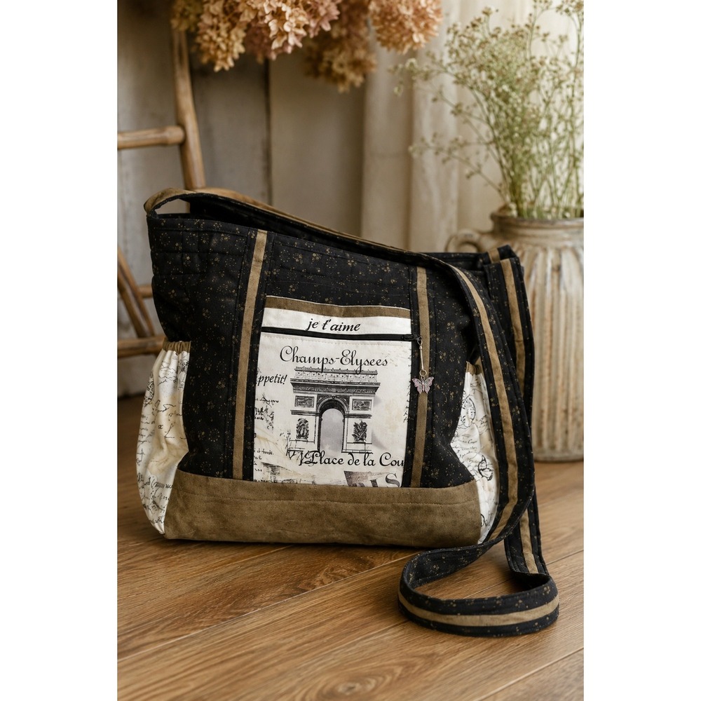 Paris Eiffel Tower Quilted Diaper Bag Shoulder Tote Organizer French Country